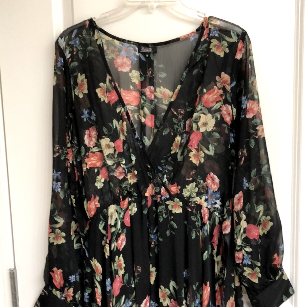 Shear Sleeved Fall Floral Dress